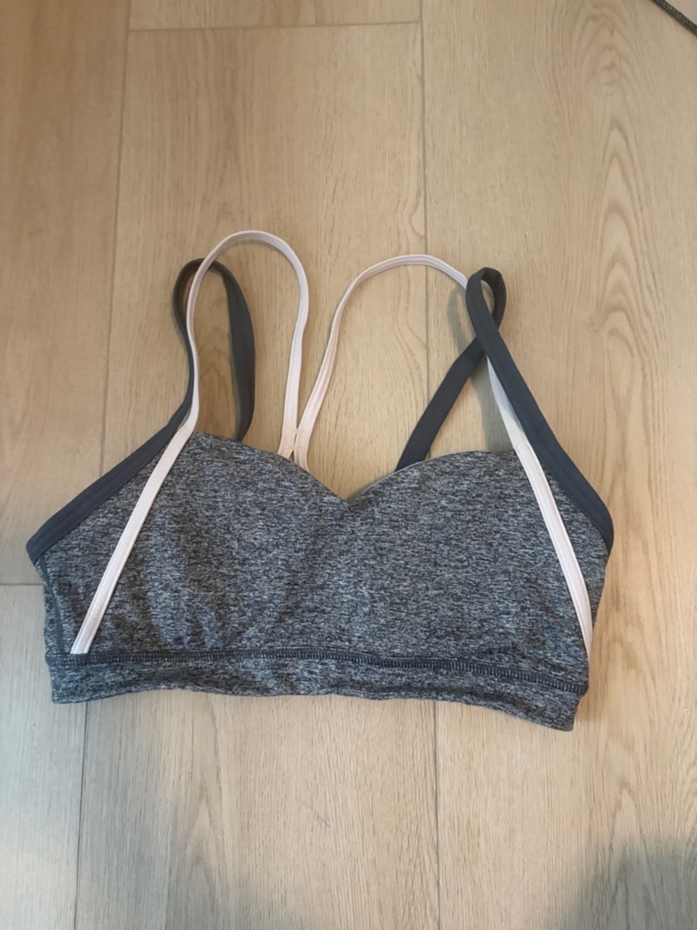 Zella Heather Gray Sports Bra with Contrast Straps
